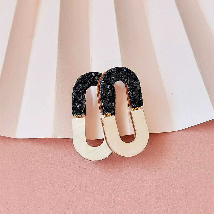 BOUCLES D'OREILLES BELLA CUIR & NACRE