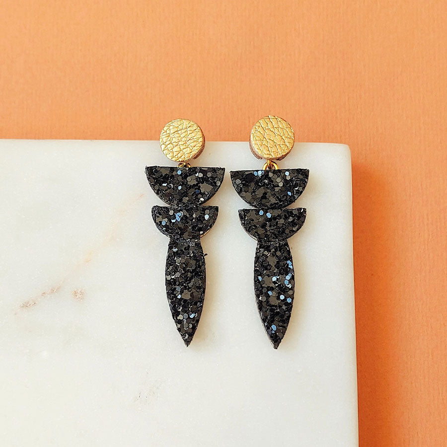 BOUCLES D'OREILLES GALA CUIR PAILLETTES