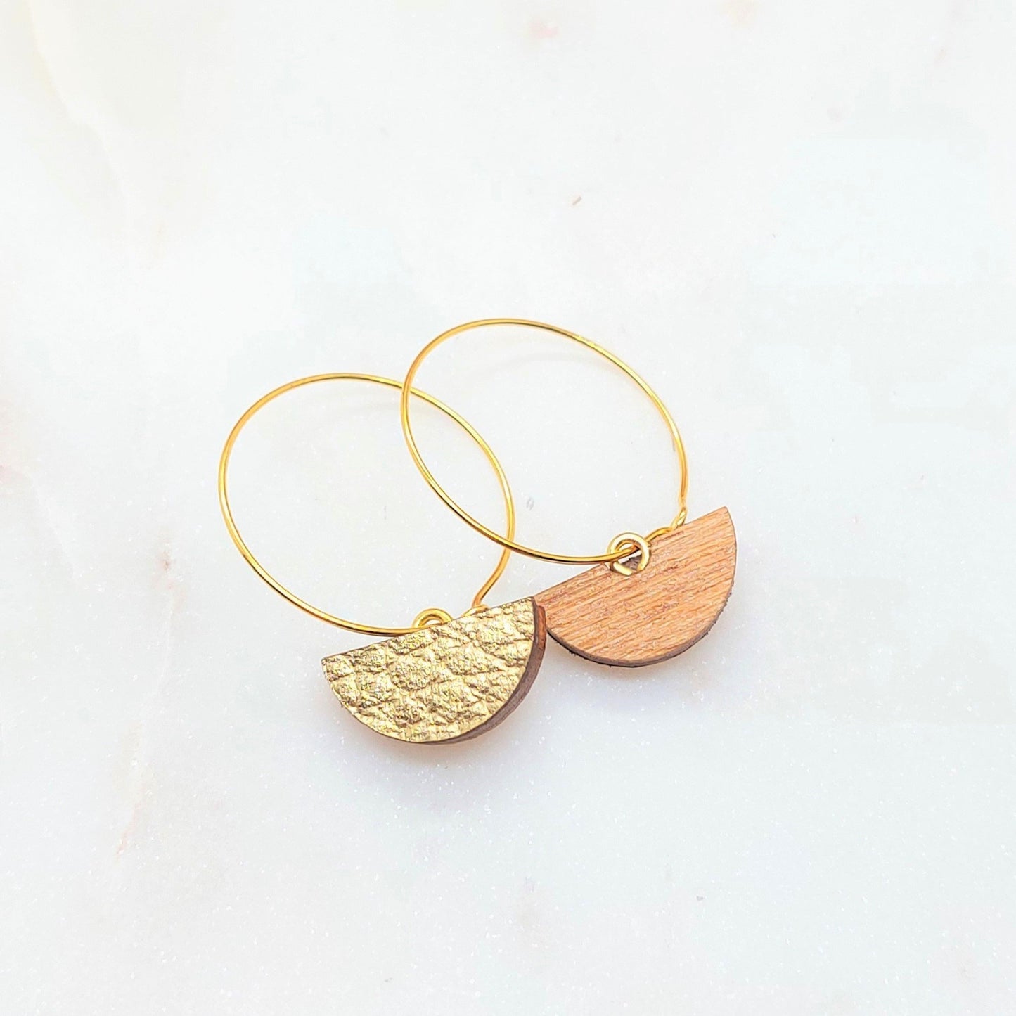 BOUCLES D'OREILLES CREOLES BILLIE DEMI-LUNE CUIR