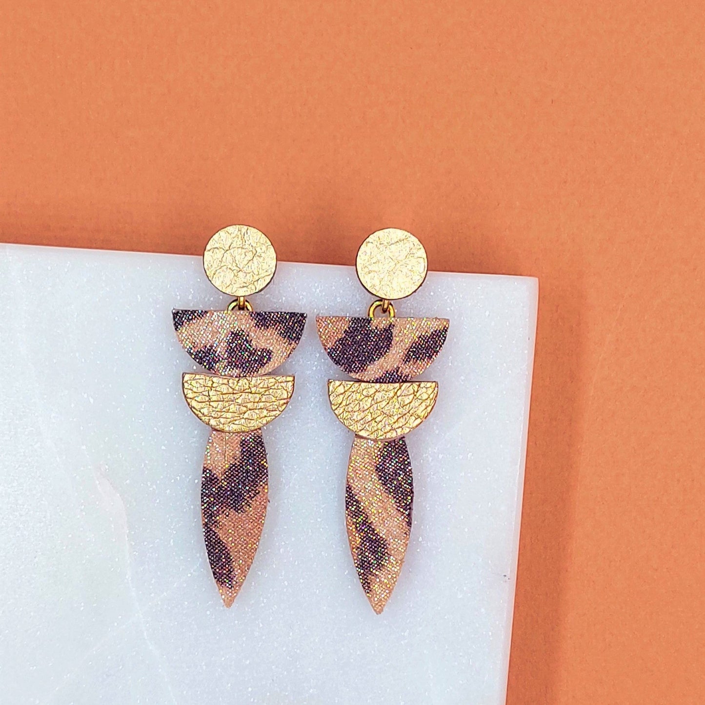 BOUCLES D'OREILLES GALA CUIR PAILLETTES