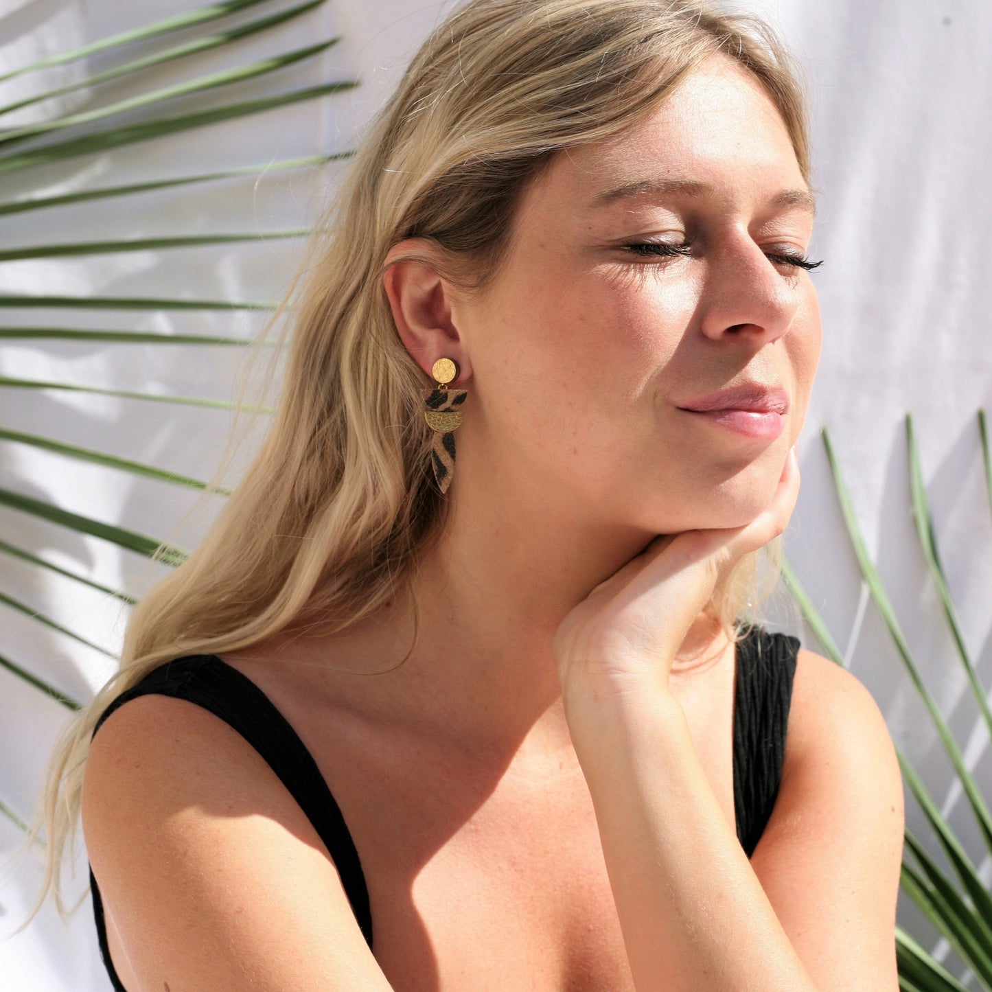 BOUCLES D'OREILLES GALA CUIR PAILLETTES