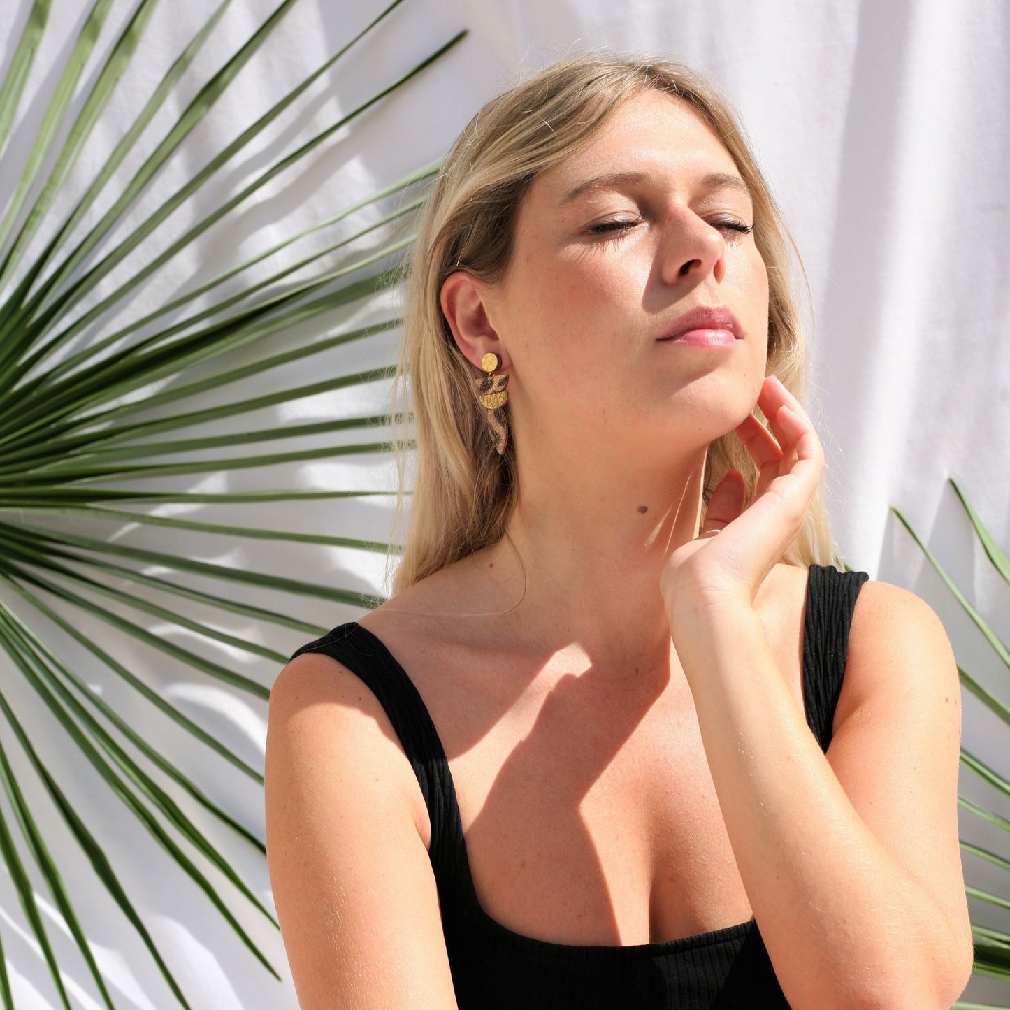 BOUCLES D'OREILLES GALA CUIR PAILLETTES