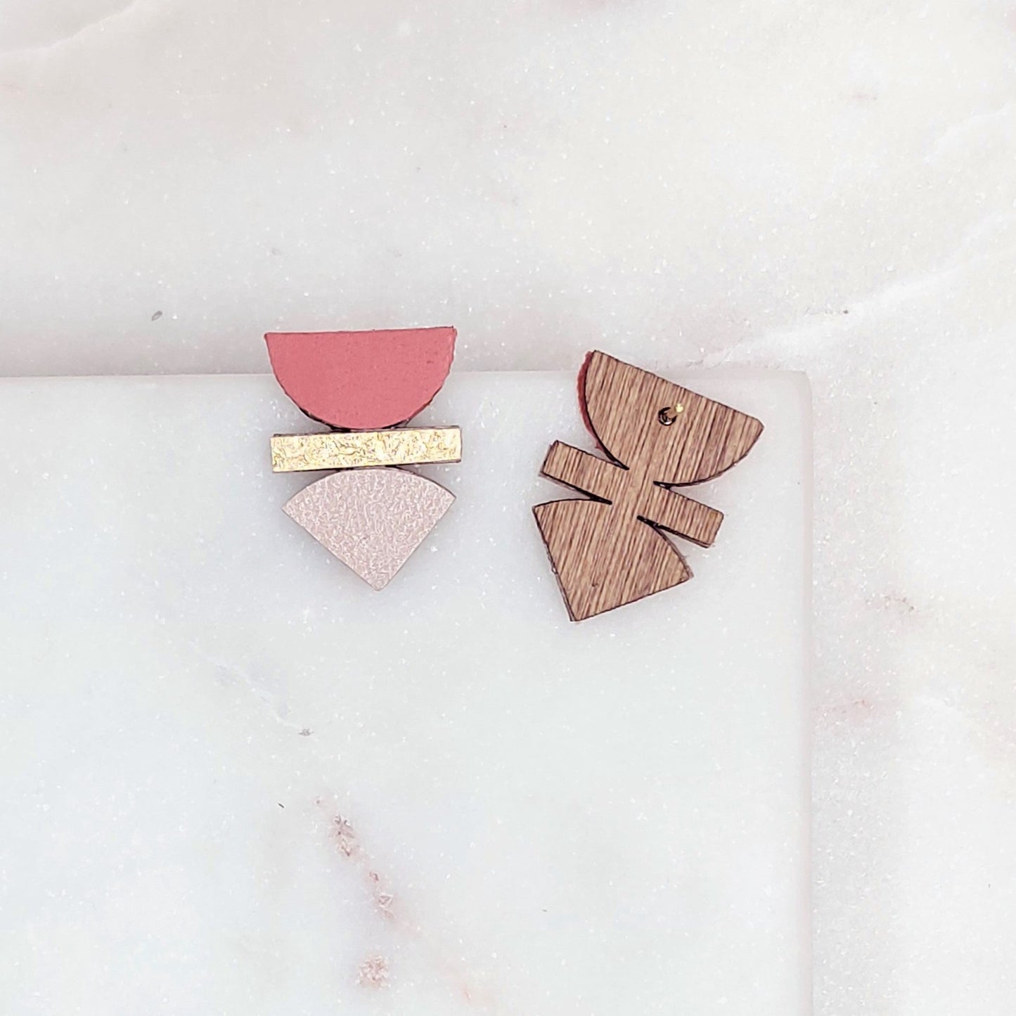 BOUCLES D'OREILLES SOLAR CUIR & NACRE