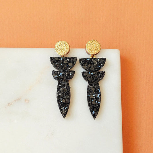 BOUCLES D'OREILLES GALA CUIR PAILLETTES
