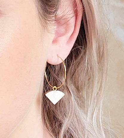 BOUCLES D'OREILLES CREOLES BILLIE TRIANGLE NACRE